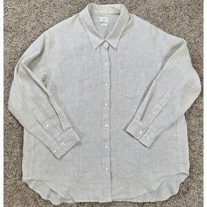 Wilfred Aritzia Lily Relaxed Cream 100% Linen‎ Shirt Long Sleeve Size Small